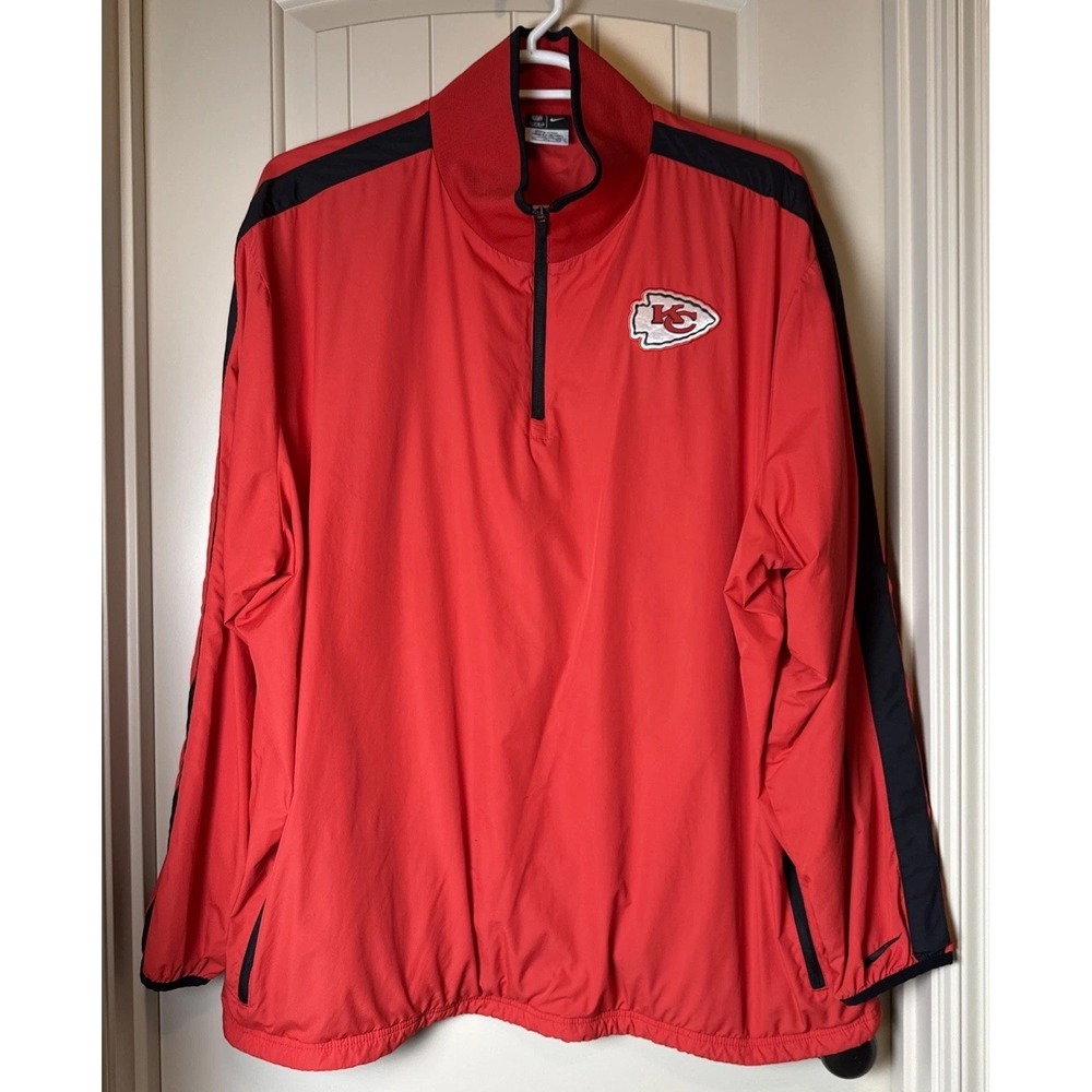 Kansas City Chiefs 1/4 Zip Jacket Mens 3XL Red Nike On Field Softshell Read